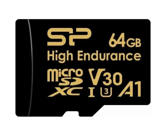 Карта памяти MicroSDXC 64Gb Class 10 UHS-I U3 V30 A1 + адаптер (Silicon Power High Endurance) (SP064GBSTXDV3V1HSP)