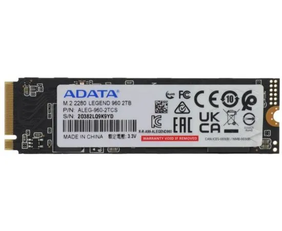 Накопитель SSD M.2 2Tb ADATA Legend 960 (ALEG-960-2TCS)