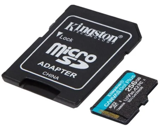 Карта памяти MicroSDXC 256Gb Class 10 UHS-I U3 V30 + адаптер (Kingston Canvas Go Plus) (SDCG4/256GB)