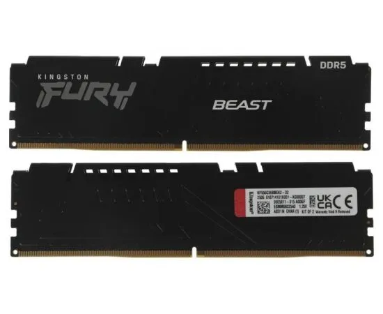Оперативная память Kingston 2x16Gb DDR5-5600MHz FURY Beast Black (KF556C36BBEK2-32)