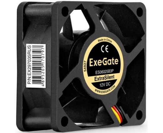 Кулер для корпуса ExeGate ExtraSilent ES06025B3P (60x60x25мм, двойной подшипник) (EX297035RUS)