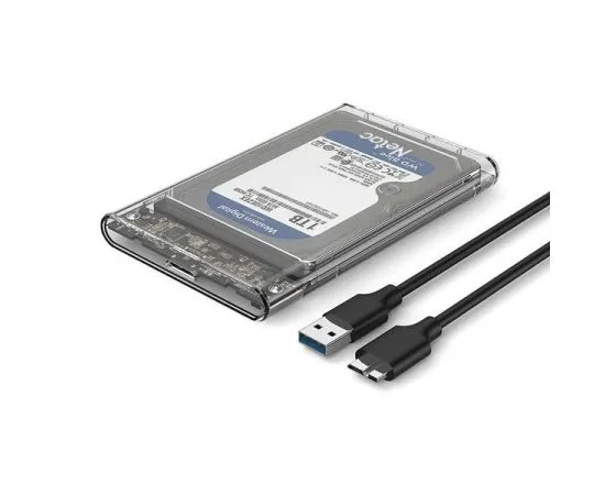 Карман для винчестера SATA 2.5" -> USB3.0 (Netac WH11) прозрачный (NT07WH11-30B0), фото 5
