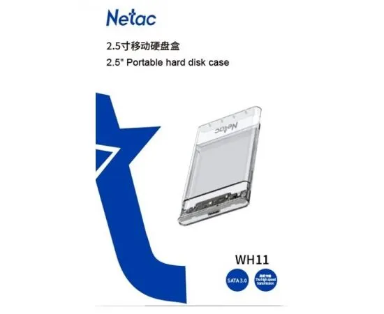 Карман для винчестера SATA 2.5" -> USB3.0 Type-C (Netac WH11) прозрачный (NT07WH11-30CC), фото 4