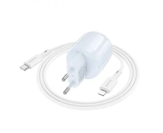 Зарядное устройство Borofone BA94A Lustrous, USB A+C, PD (30W), + кабель Type-C - 8pin, синий (6941991120015), фото 2