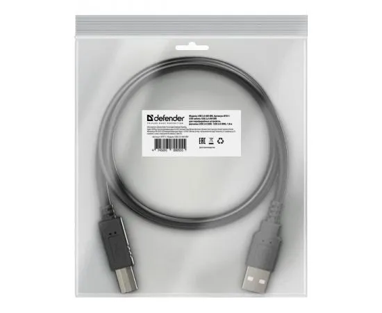 Кабель USB2.0 1.8m (Defender) экран, черный (87011), фото 4