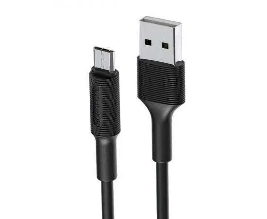 Кабель USB2.0 AM -> Micro-BM, 1m (Borofone) BX1 EZSync, силикон, черный (6957531081654), фото 2