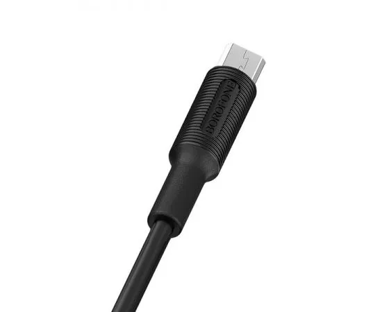 Кабель USB2.0 AM -> Micro-BM, 1m (Borofone) BX1 EZSync, силикон, черный (6957531081654), фото 3