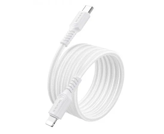 Кабель USB Type-C (M), 1m (Borofone) BX116 Certain PD (60W), белый, нейлон (6941991119842), фото 2