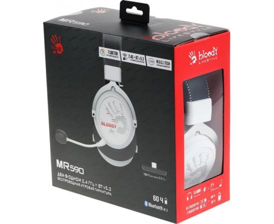 Bluetooth-гарнитура A4Tech Bloody MR590 Sports, черный/белый (MR590 SPORT WHITE), фото 5